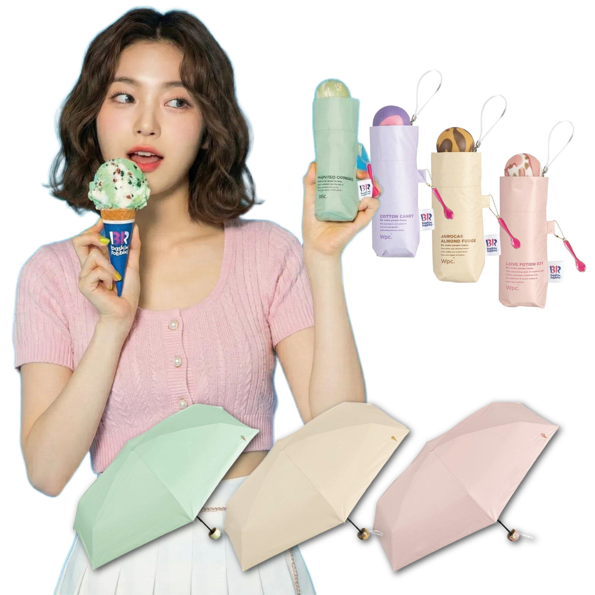 Wpc 배스킨라빈스 양산 배라 아이스크림 양산 배라 우산 더블유피씨 우양산 암막 양우산 - 상품 이미지
