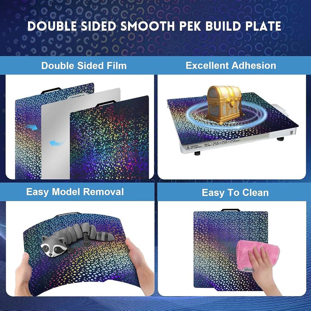 아이디어포머 밤부 랩 P1S /P1P /X1C /X1 /A1용 IR3 스무스 PEK 빌드 플레이트, 257x257mm 3D 프린터 플랫폼용 양면 스프링 강판 베드 플레이트 - 상세 이미지 3