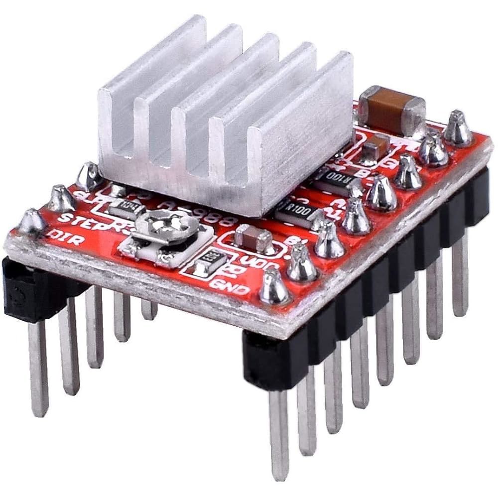 HiLetgo 1pc A4988 스텝스틱 스테퍼 모터 드라이버 모듈 + 아두이노와 호환되는 3D 프린터 리랩용 히트 싱크 - 상품 이미지