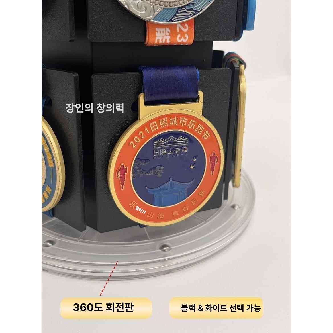 메달보관함 회전 랙 거치대 육각형 1. 정리 디스플레이 방진 육각형 전시대 + 투명 회전판 - 상세 이미지 3