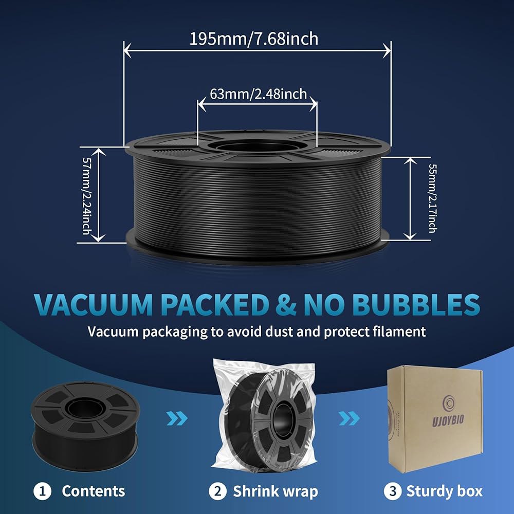 UJOYBIO PETG 필라멘트 1.75mm 1KG 10, 3D 프린터 번들, 고강도 및 엉킴 없음, 치수 정확도 + /- 0.03mm, 사용하기 쉽고 대부분의 FDM 프린터에 - 상세 이미지 2
