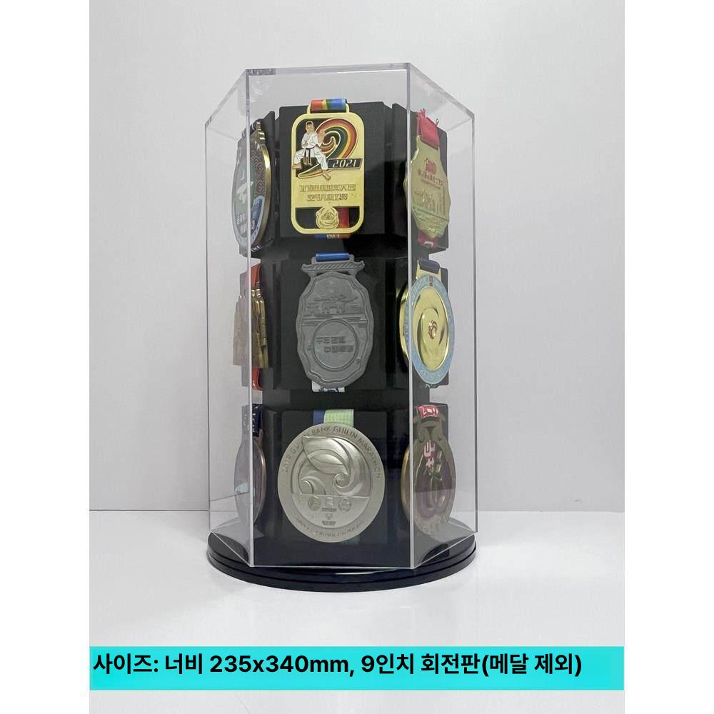 메달보관함 회전 랙 거치대 육각형 1. 정리 디스플레이 방진 육각형 전시대 + 투명 회전판 - 상세 이미지 2