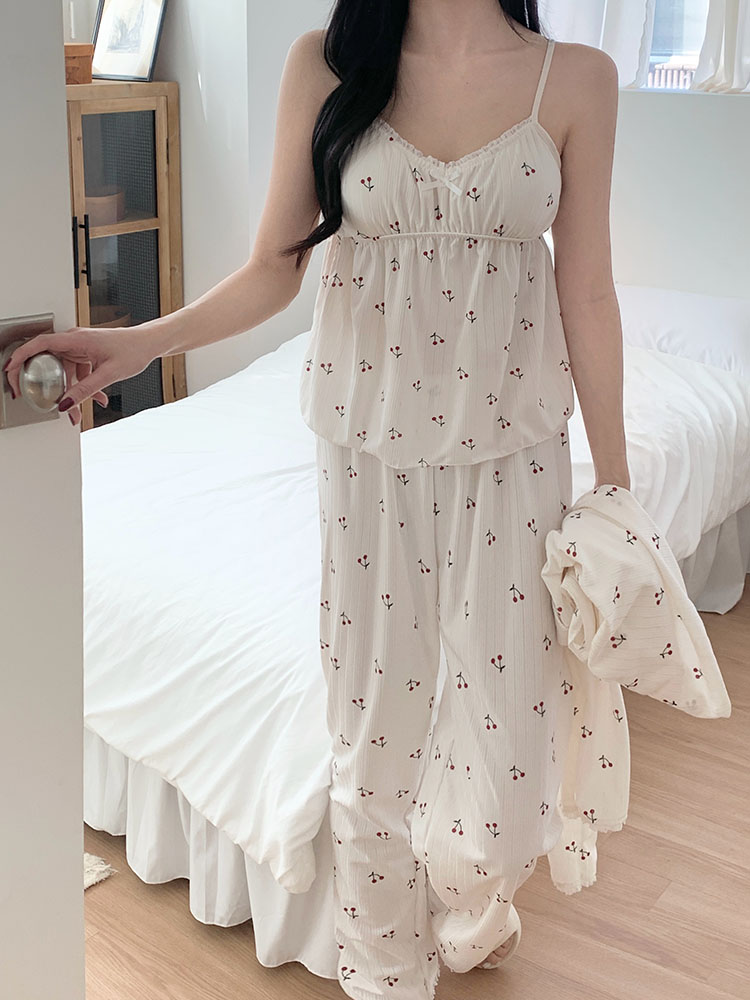 캡내장 3피스 파자마 홈웨어 수유잠옷 노브라 잠옷세트 - 상세 이미지 4