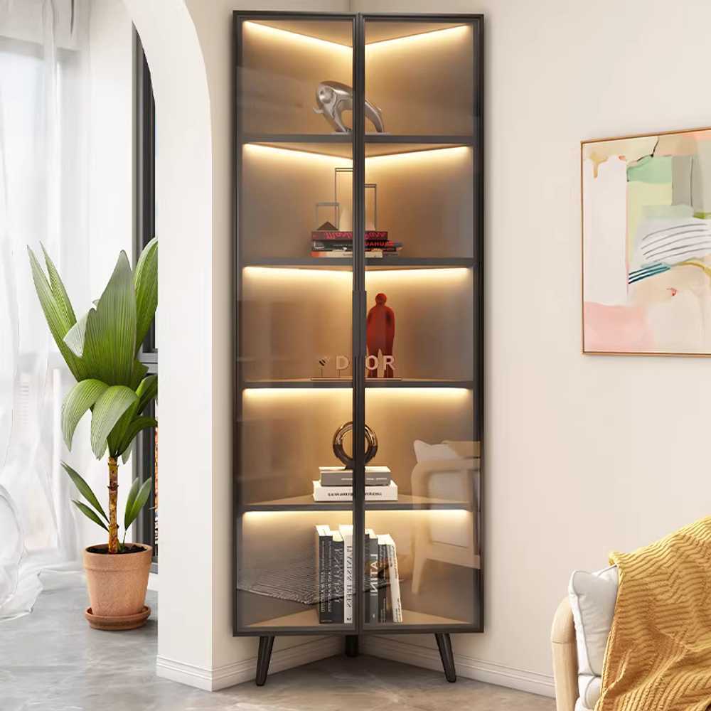 코너 장식장 LED 진열장 술장식장 주방 거실 모서리 177cm - 상품 이미지