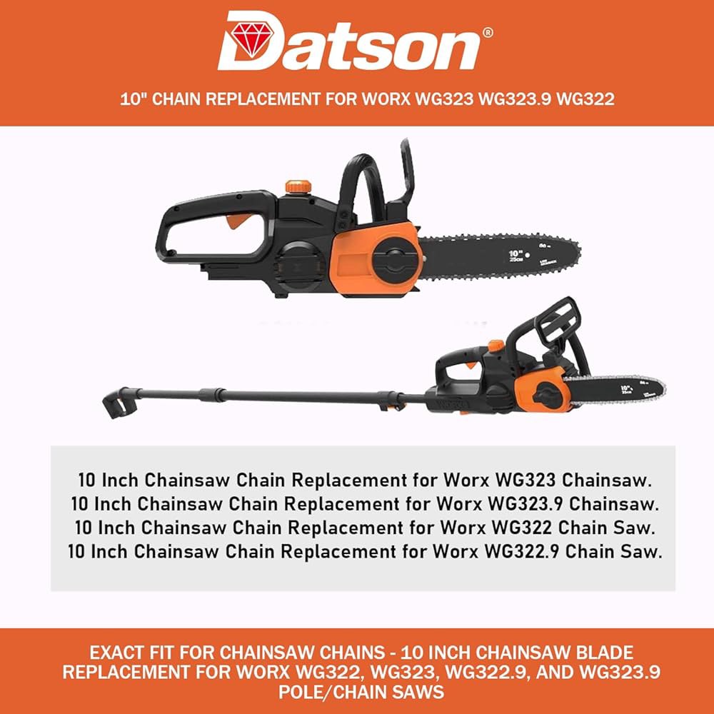 Worx WG323 WG323.9용 3PC 10인치 전기톱 체인, WG322 WG322.9 체인톱용 교체용 체인톱 - 상세 이미지 2