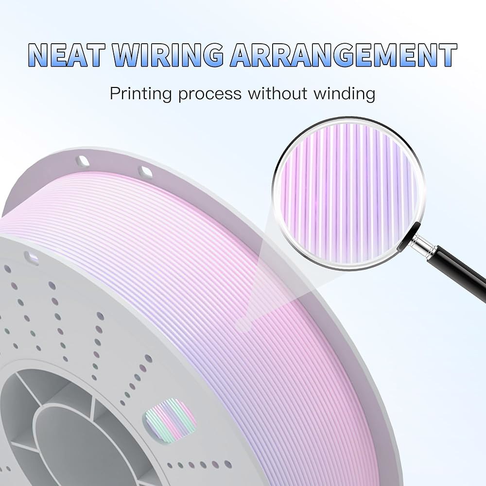 핀볼 실크 레인보우 PLA 3D 프린터 필라멘트 1.75mm 반짝이는 다색 변화 프린팅 치수 정확도 + /- 0.02mm 1KG 애프터글로우 - 상세 이미지 3