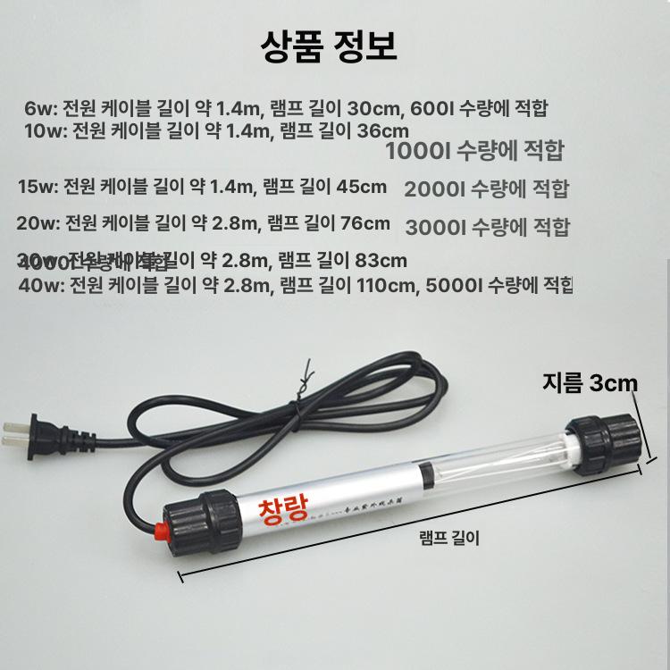 수조 살균등 필터 조명 수족관 연못 UV 살균기 램프 외장 UV-20W-36cm 4cm - 상세 이미지 5