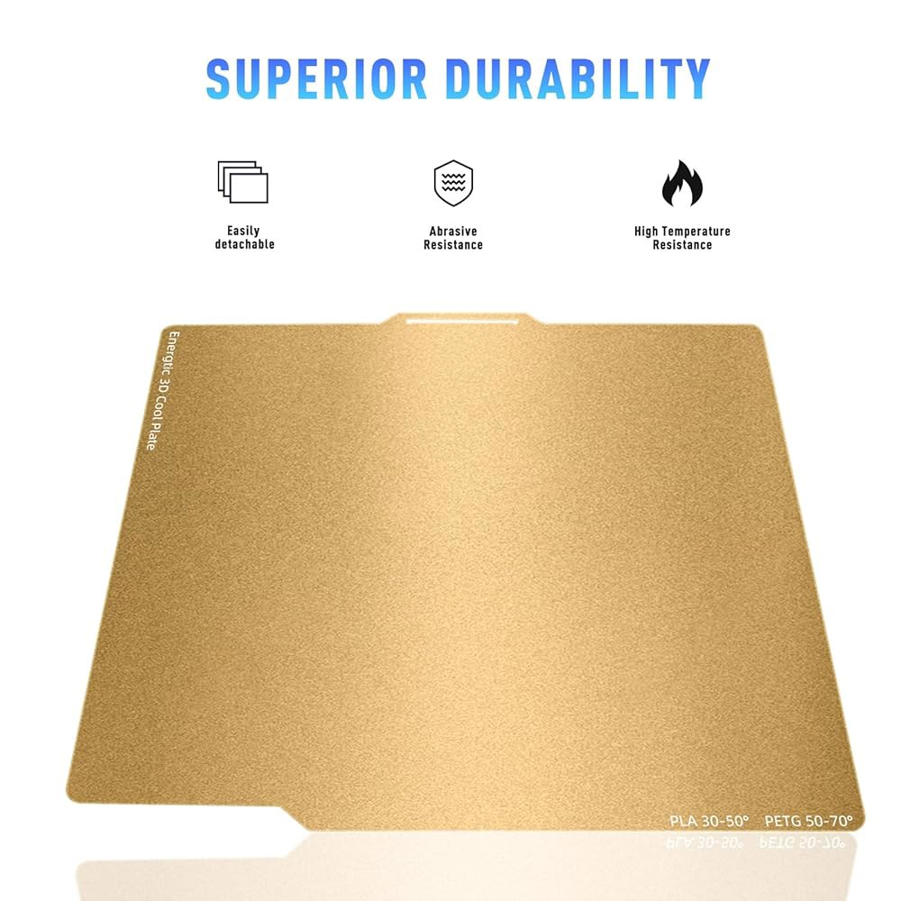 SulQirw A1 PEI 콜드 플레이트 257x257mm, 양면 골드 텍스처 스프링 스틸 빌드 X1 /P1P /P1S, 예열이 필요 없는 3D 프린터 플랫폼 - 상세 이미지 3