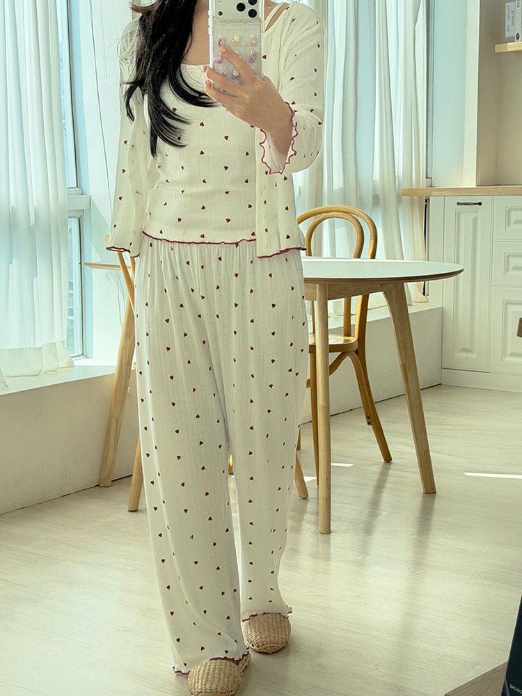 캡내장 3피스 파자마 홈웨어 수유잠옷 노브라 잠옷세트 이미지 8