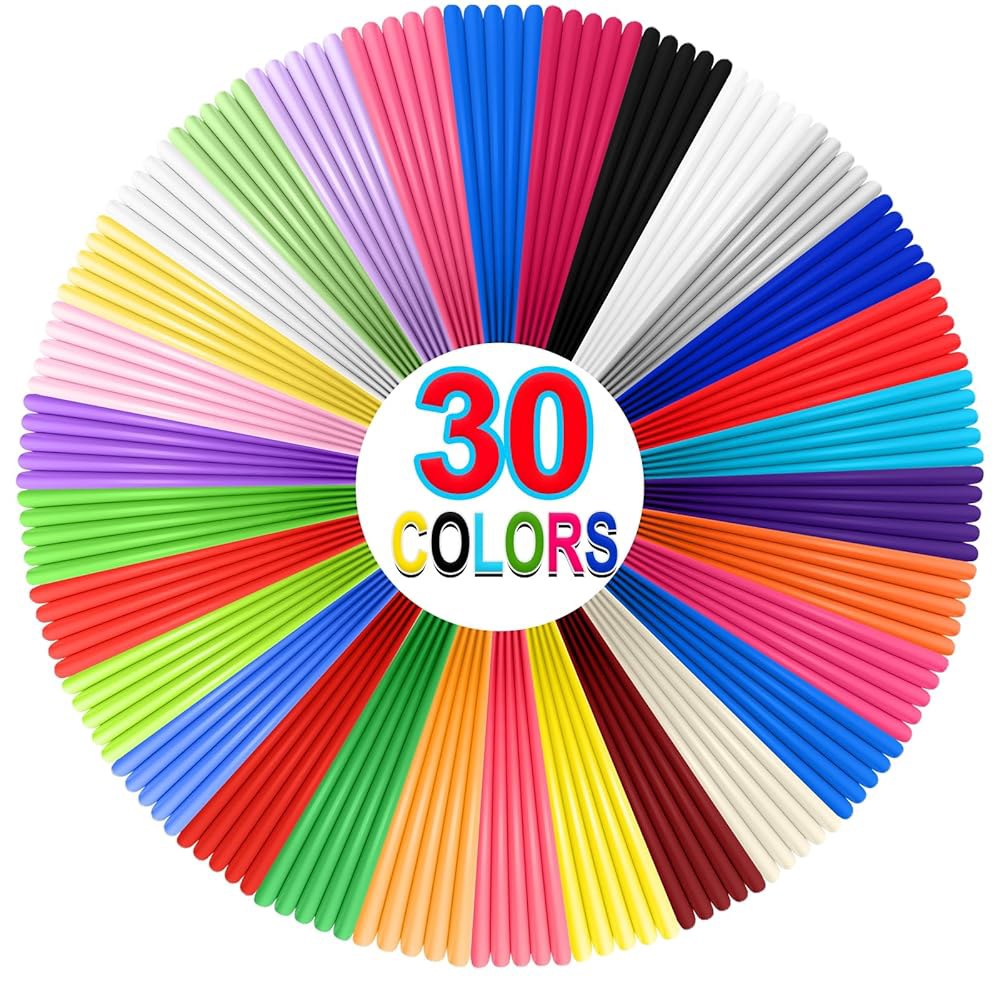 YhuiCxir 30색 3D 펜 필라멘트, 각 색상별 1.75mm PLA 나사산 리필 16.4피트, 총 492피트, SCRIB3D 호환 및 MYNT3D 펜슬 호환(3D 미포함) - 상품 이미지