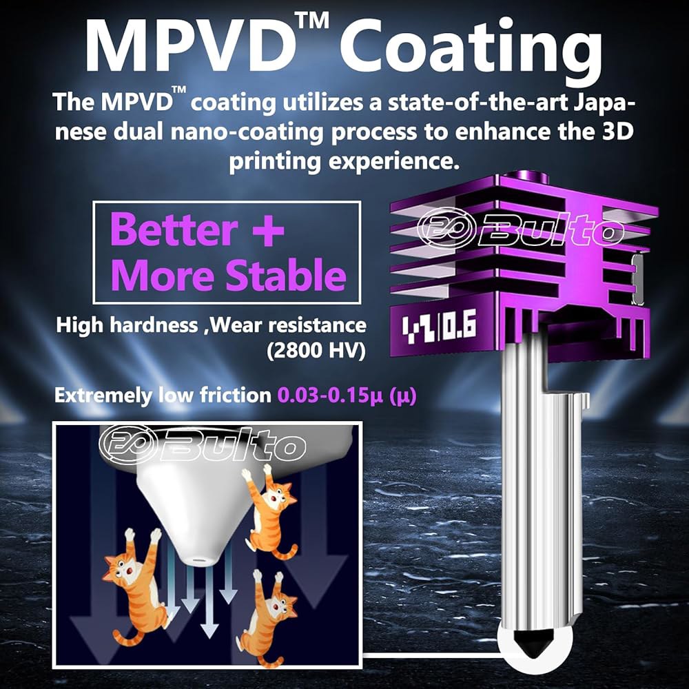 2개 업그레이드된 0.6mm P2S / H2D H2C H2S 핫엔드 키트(안티스틱 MPVD 코팅, Bambu Lab P2S, H2 시리즈, A1, A1MINI 3D 프린터용 고속 - 상세 이미지 2