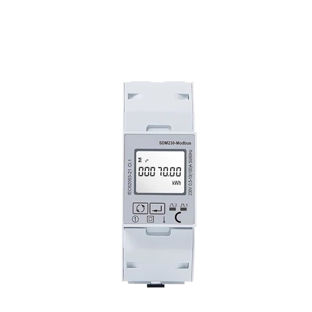SDM230 220 / 230V 단상 에너지 미터, 더블 DIN 모듈, 양방향, 다기능, RS485 모드버스 출력 비 MID - 상품 이미지