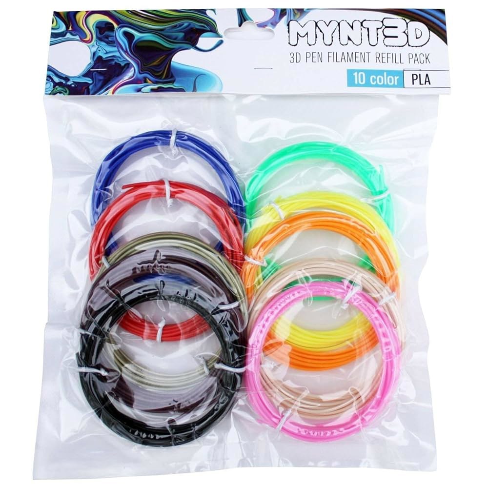 MYNT3D PLA 3D 펜 필라멘트 리필 팩(각 색상 10개, 3m) - 상품 이미지