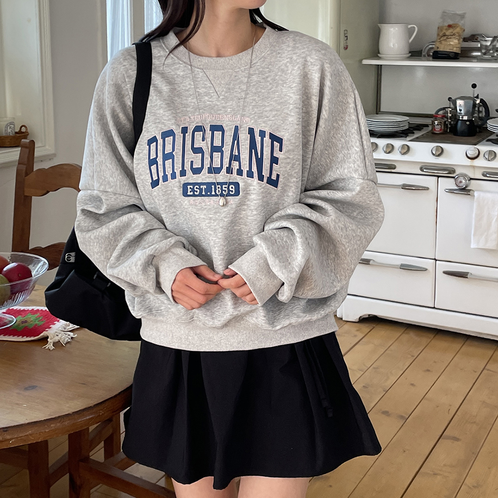 캐주얼 루즈핏 브리즈 레터링 프린팅 티셔츠 여성 맨투맨 박스티 여자 티셔츠 코튼 라운드 - 상세 이미지 3