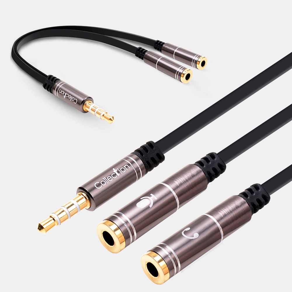 컬렉션 메탈 4극 M to 3극 F 2포트 3.5mm 스테레오 Y잭 오디오 변환 케이블 - 상세 이미지 2