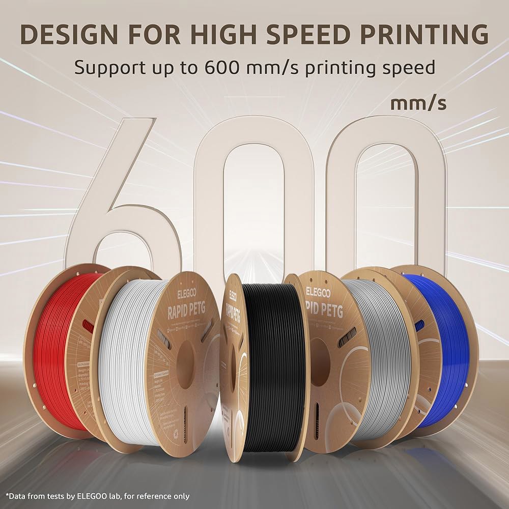 E Rapid PETG 필라멘트 1.75mm 블랙 앤 그레이 2KG, 고속 30-600mm /s 3D 프린터 치수 정확도 + /- 0.02mm, 1kg 골판지 스풀(2.2파운드) - 상세 이미지 3