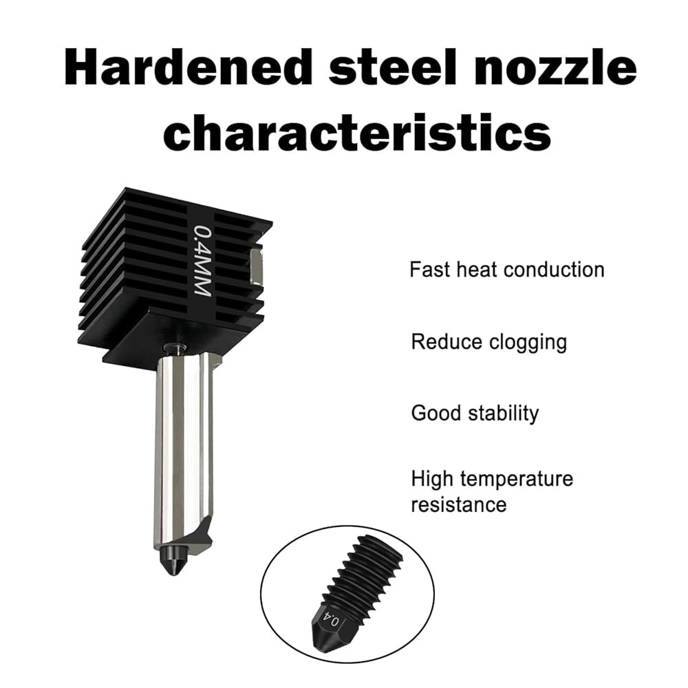 HzdaDev 2팩 A1 미니 /A1 핫엔드 프린트 헤드 핫 엔드 키트 압출기 업그레이드 고온 0.4MM 경화 강철 노즐 교체, 밤부 랩 3D 프린터 액세서리용 4PCS 실리콘 - 상세 이미지 3