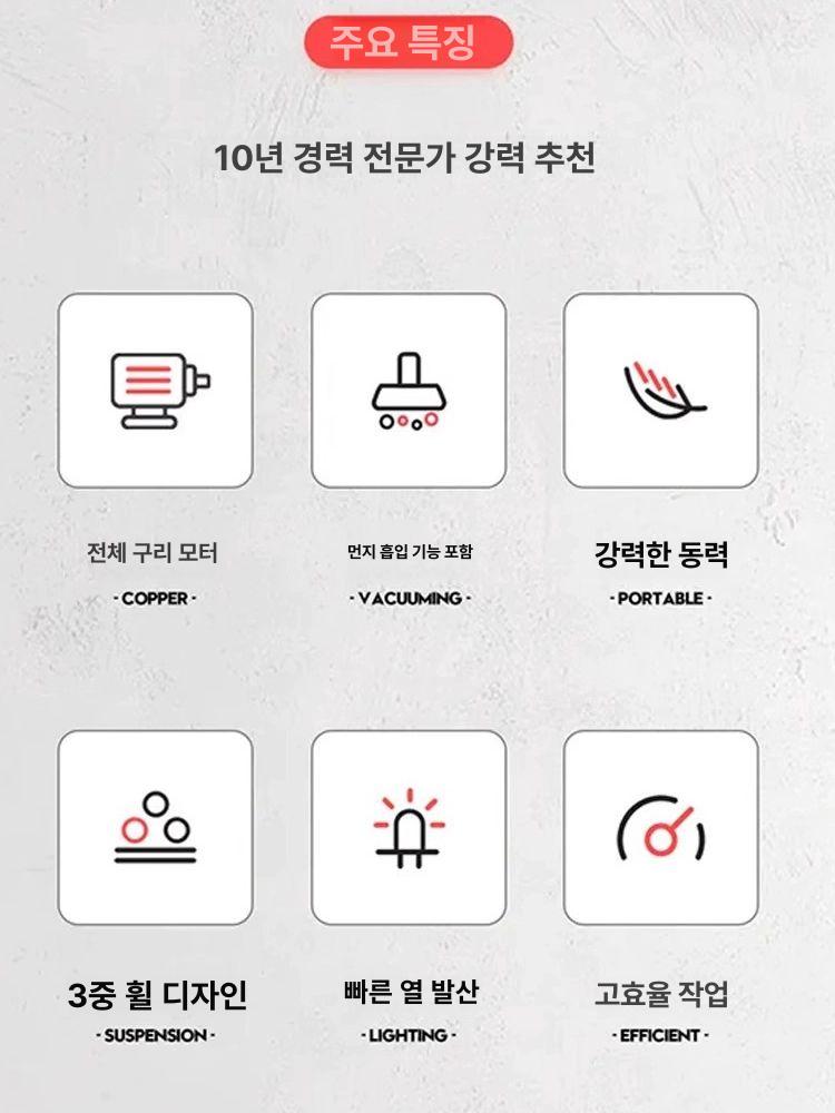 콘크리트 연마기 표면 연마 폴리싱 벽면 연삭기 분쇄기 진공청소기 포함 3헤드 연마기 - 상세 이미지 5