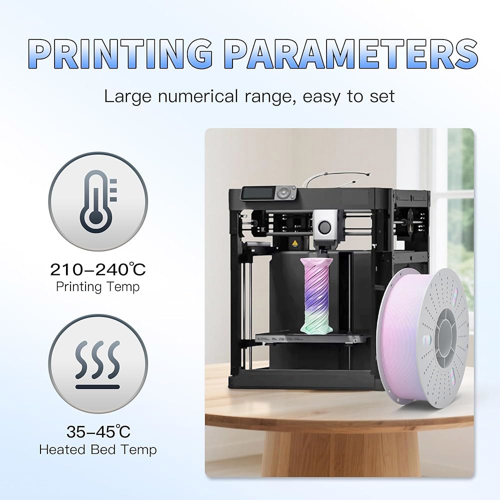 핀볼 실크 레인보우 PLA 3D 프린터 필라멘트 1.75mm 반짝이는 다색 변화 프린팅 치수 정확도 + /- 0.02mm 1KG 애프터글로우 - 상세 이미지 2