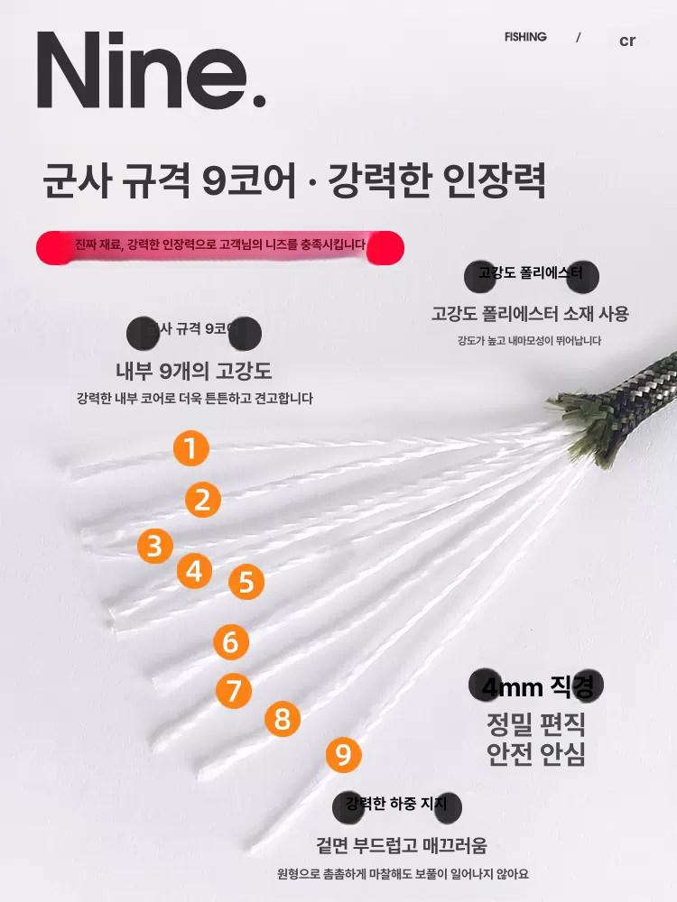 낙하산줄5mm 보조자일 생존용 낙하산 코드 랜야드 캠핑 밧줄 납줄 - 상세 이미지 3