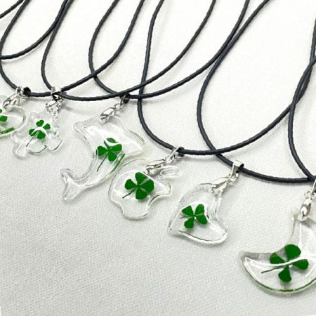 투명 아크릴 사엽초 행운의 상징 열쇠고리 가방 장식용 액세서리 휴대용 소품