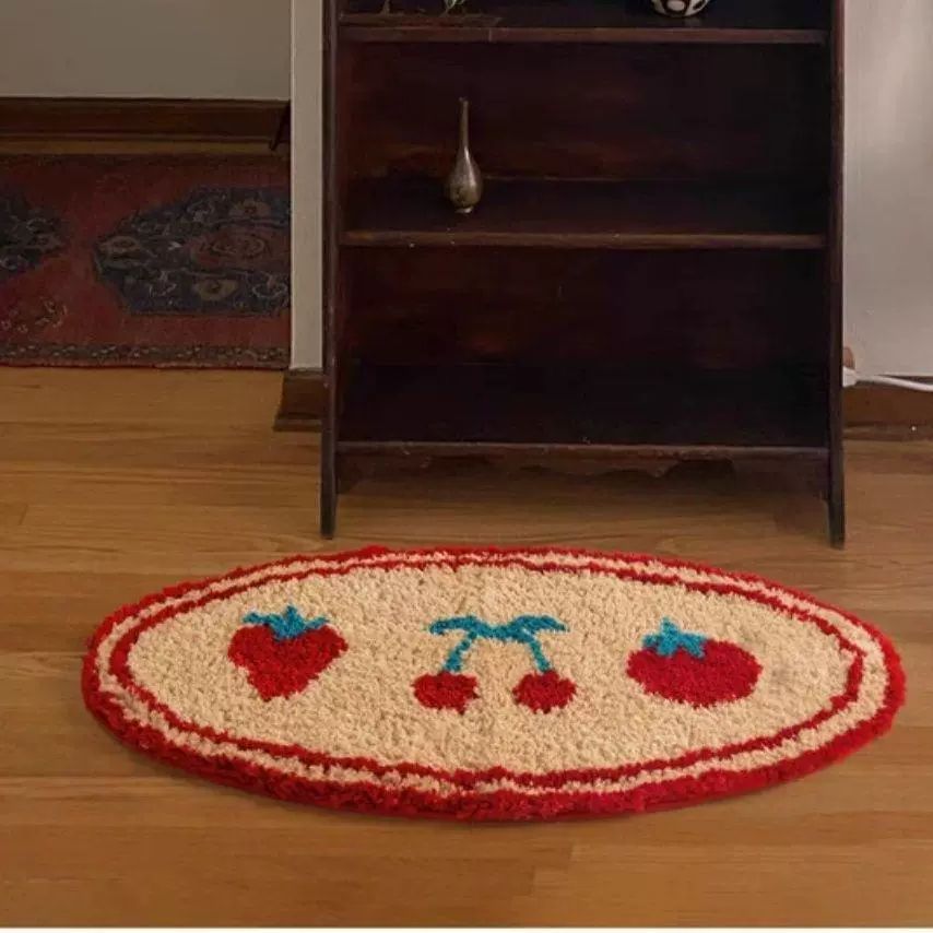 딸기 앵두 러그 화장실 발매트 터프팅 현관 레드하트굿 40cmx80cm - 상세 이미지 4