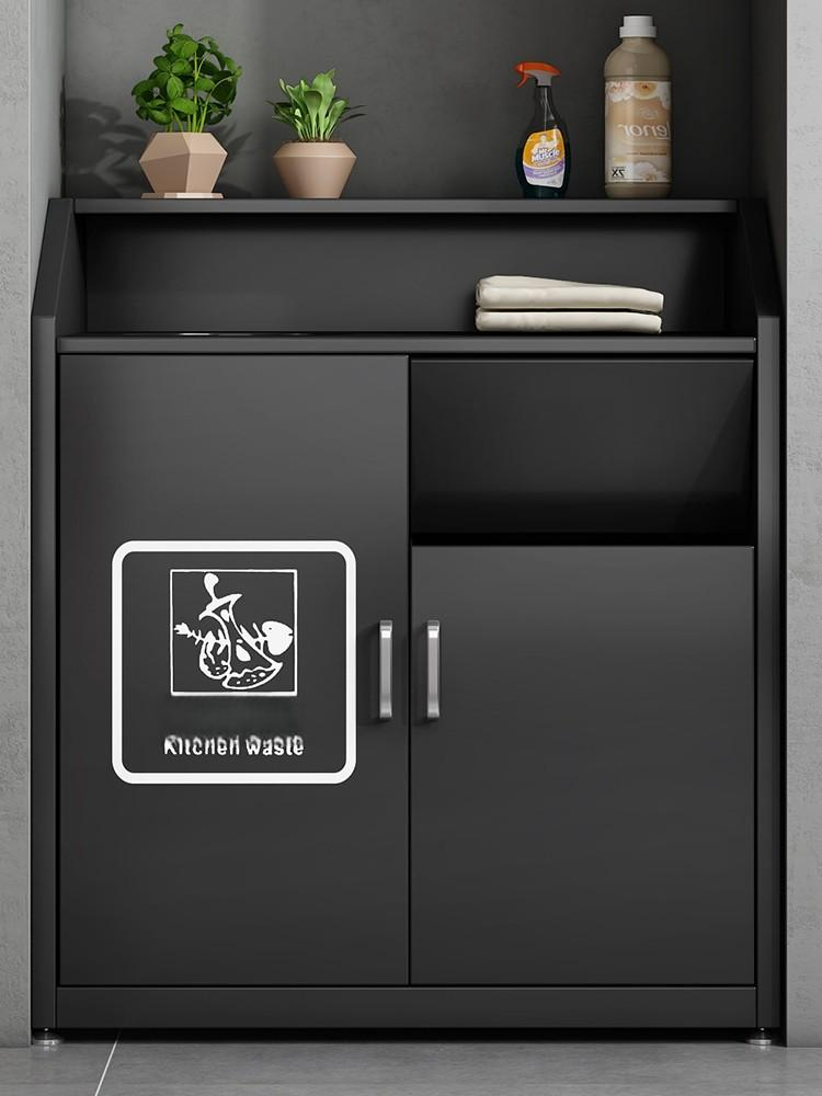 매장 퇴식구 셀프바 제로 진열장 데스크 휴지통 주방 블랙-길이 100x너비 55x높이 110cm - 상품 이미지