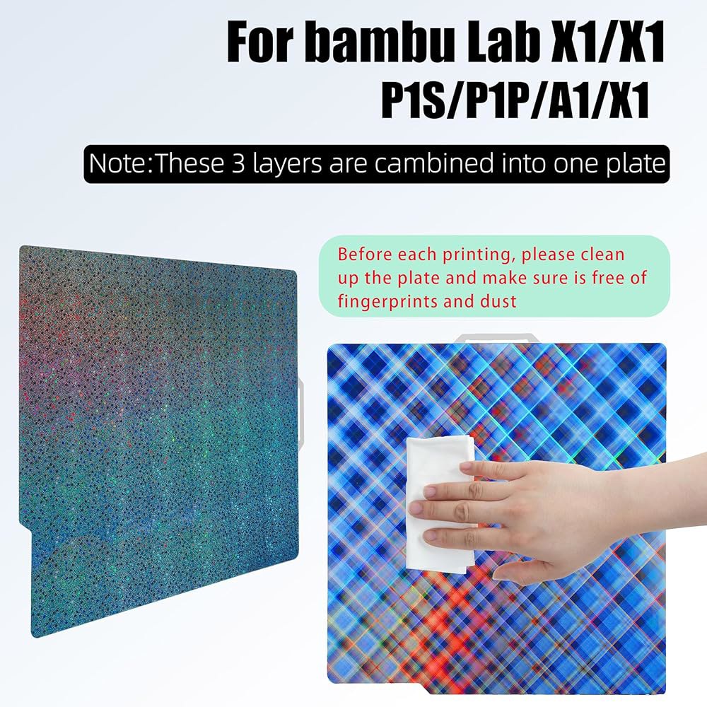밤부 랩 P1S A1 P2S X1 X1E P1P 3D 프린터용 고멘엘 빌드 플레이트, 스프링 스틸 플렉시블 257x257mm, 매끄러운 스카이넷 + 스무스 스타 - 상세 이미지 3