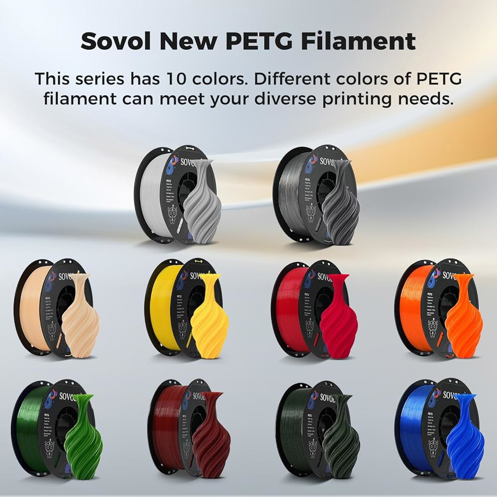 Sovol 3D 프린터 PETG 필라멘트 1.75mm 1KG(2.2lbs), 고정밀, 강한 인성, 배선 강도, 치수 정확도 + /- 0.03mm, 프린팅 필라멘트, 그린 - 상세 이미지 2