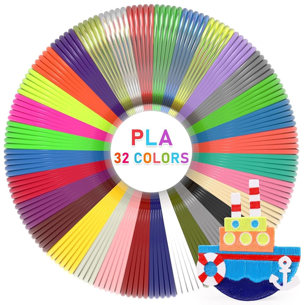 FIROS 3D 펜 필라멘트 리필, 32가지 색상 PLA 필라멘트, 각 9.84피트, 총 315피트 프린팅 SCRIB3D MYNT3D 펜과 호환, Doodler에는 적합하지 않음 - 상품 이미지