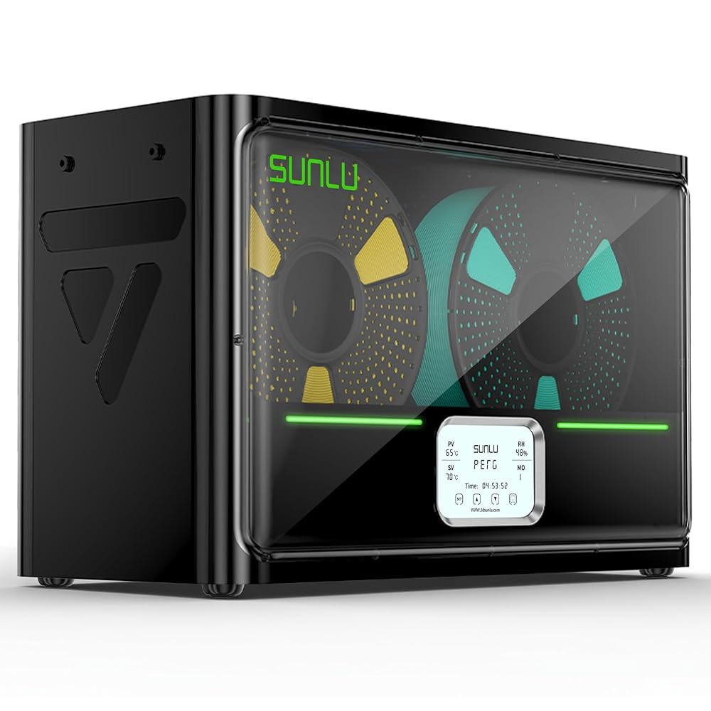 SUNLU 공식 필라멘트 건조기 S4, 자동 습도 조절 기능이 있는 4스풀 보관함, 350W PTC 고속 난방, 3D 프린터 최대 온도 70 , S4 블랙 Black - 상품 이미지