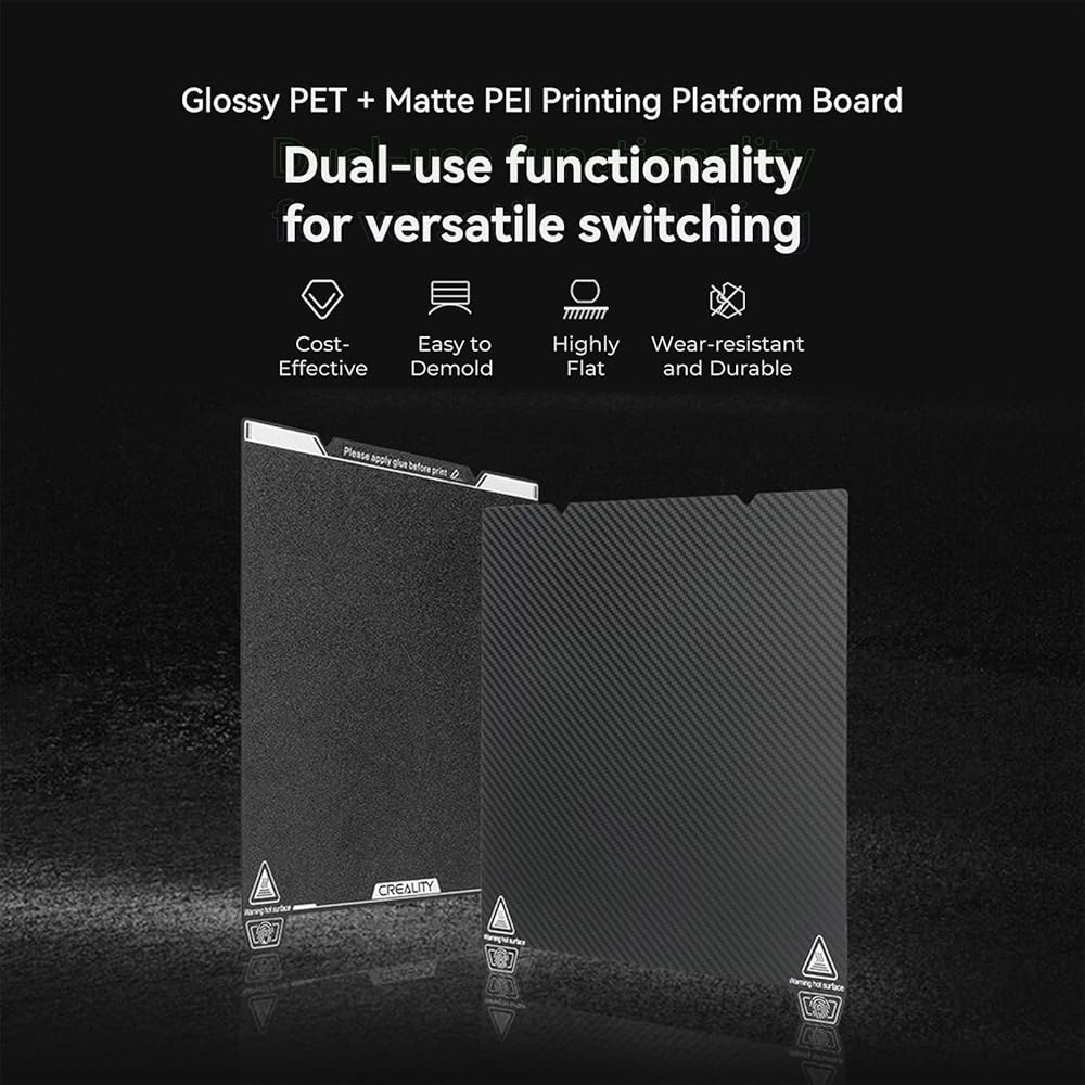 크리알리티 엔더 3 빌드 플레이트 키트 양면 인쇄 플랫폼 보드 광택 PET + 무광 PEI 서피스 for V3 SE / Pro V2 S1 K1 235x235mm - 상세 이미지 2