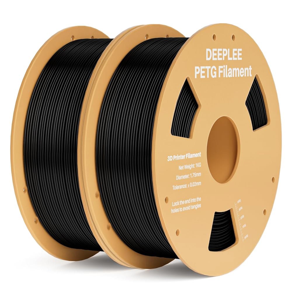 DeepLEE PETG 3D 프린터 필라멘트 1.75mm 2KG, 치수 정확도 + /- 0.02mm, 높은 인성 및 내충격성, FDM 프린터에 적합한 필라멘트, 검정색 - 상품 이미지