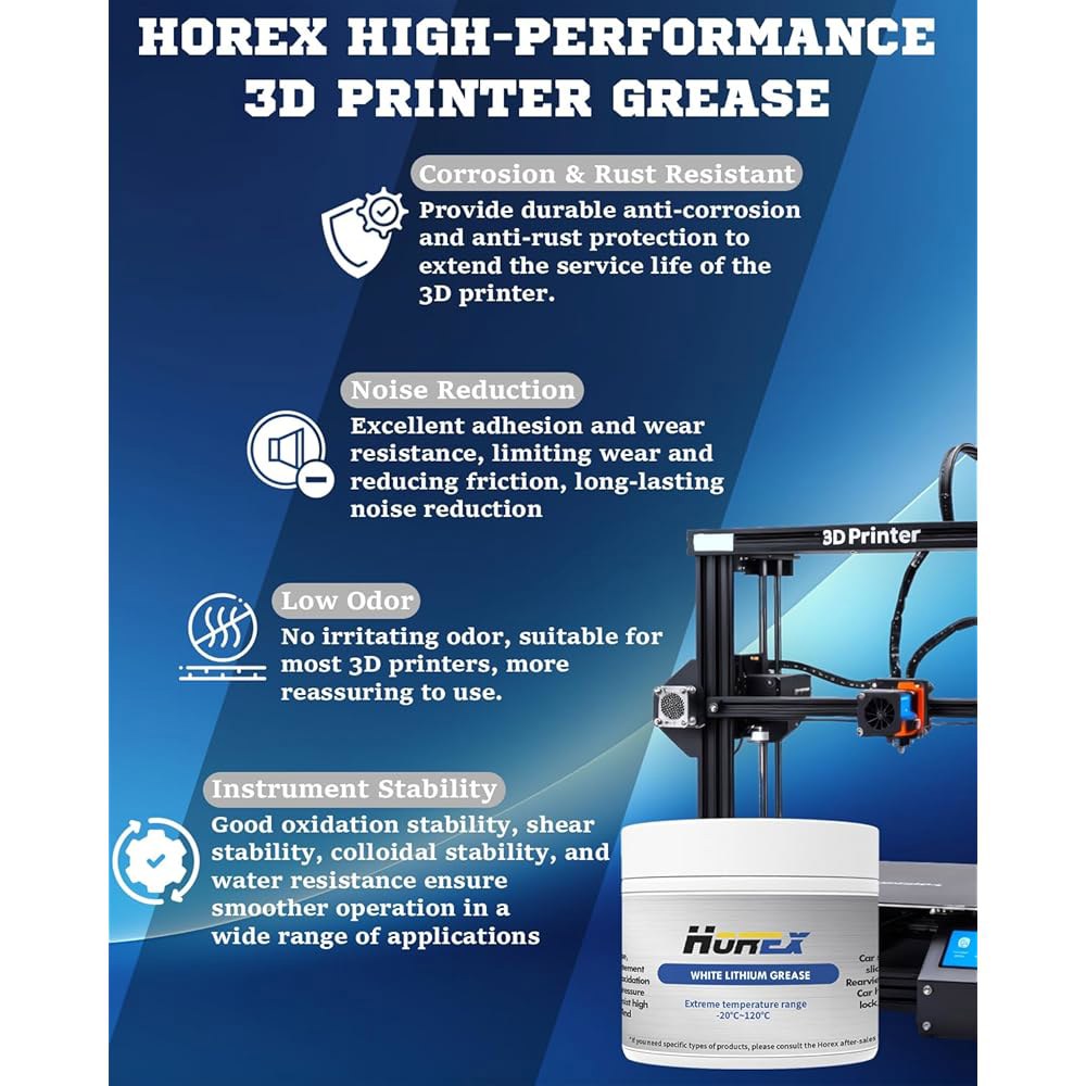 Horex 3D 프린터 리튬 그리스 50g 윤활유 인쇄기 리드 스크류 기어 소음 감소 CNC 축 선형 레일 가이드 금속 모터 트랙 5 V3 SE 오피스 홈 액세서리 장비용 50g - 상세 이미지 2