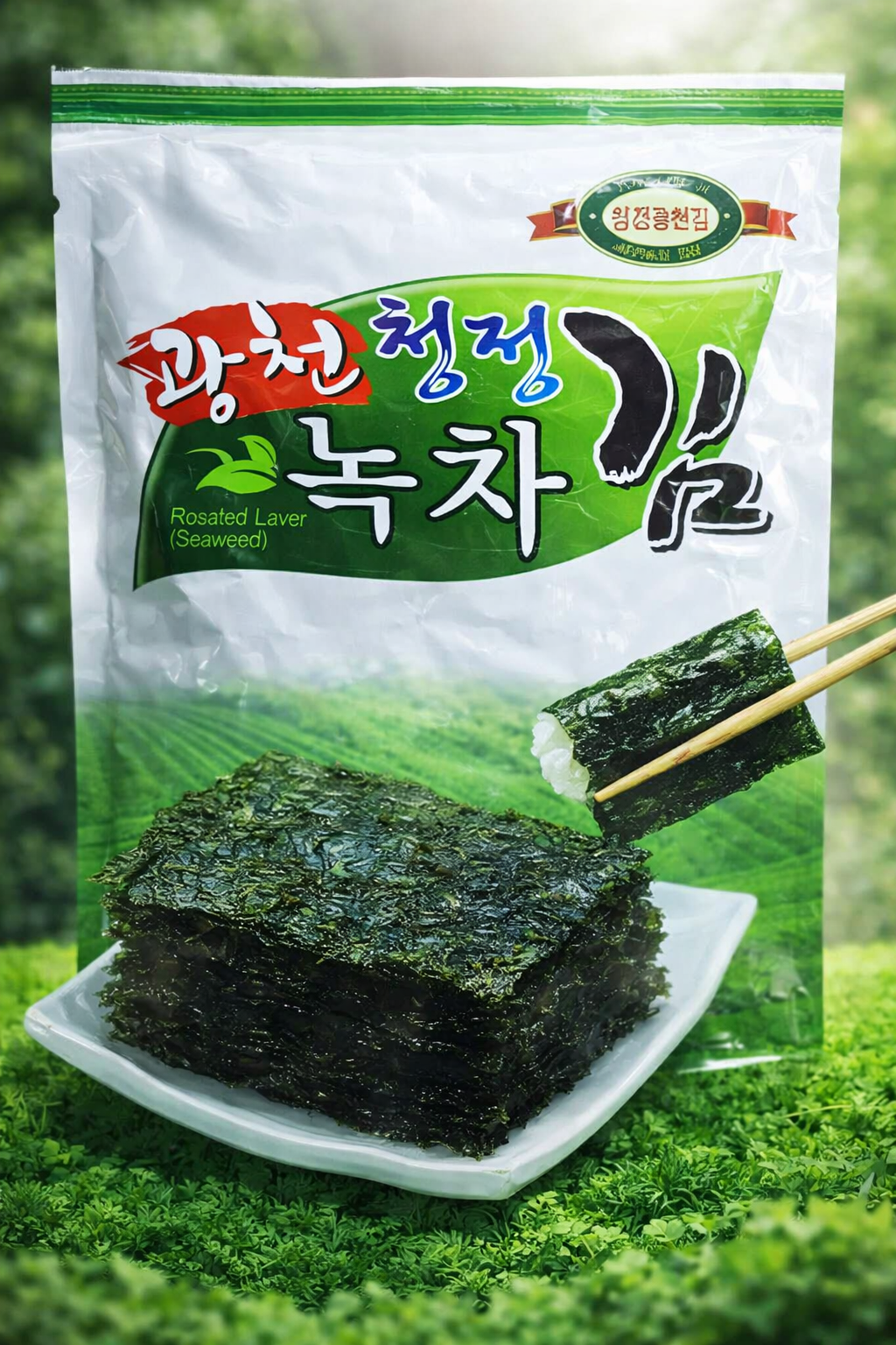 (김 클라쓰) 광천김 청정 녹차 전장조미김 10매 아이들반찬 밥도둑 여행용반찬 - 상품 이미지
