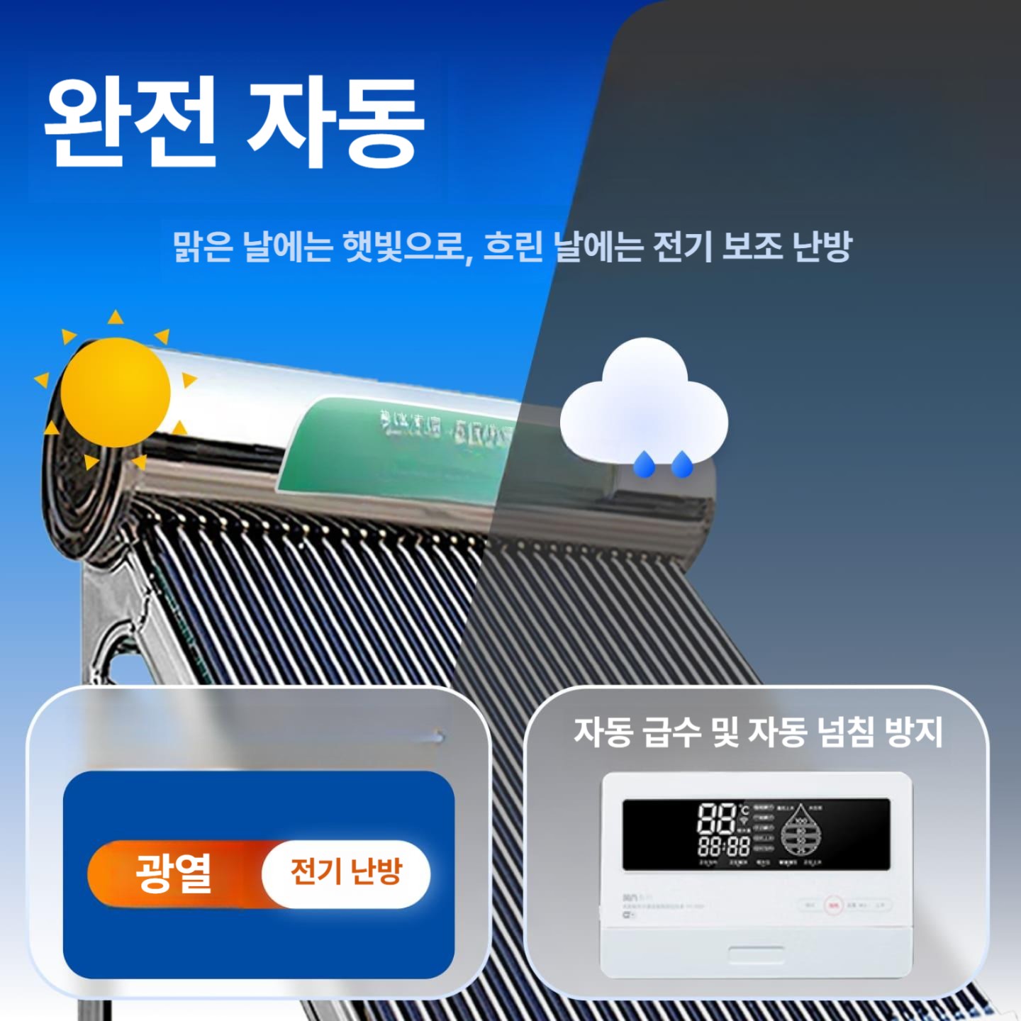 혹서기 태양열 온수기 스틸 야외 수집기 난방 진공관 친환경 손상 방지 모델 급수 파이프 - 상세 이미지 4