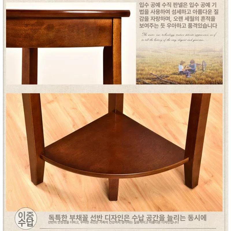 코너 협탁 모서리 테이블 삼각형 투명 소파 북유럽 선반 거실 인테리어 틈새 원목 수납 - 상세 이미지 5