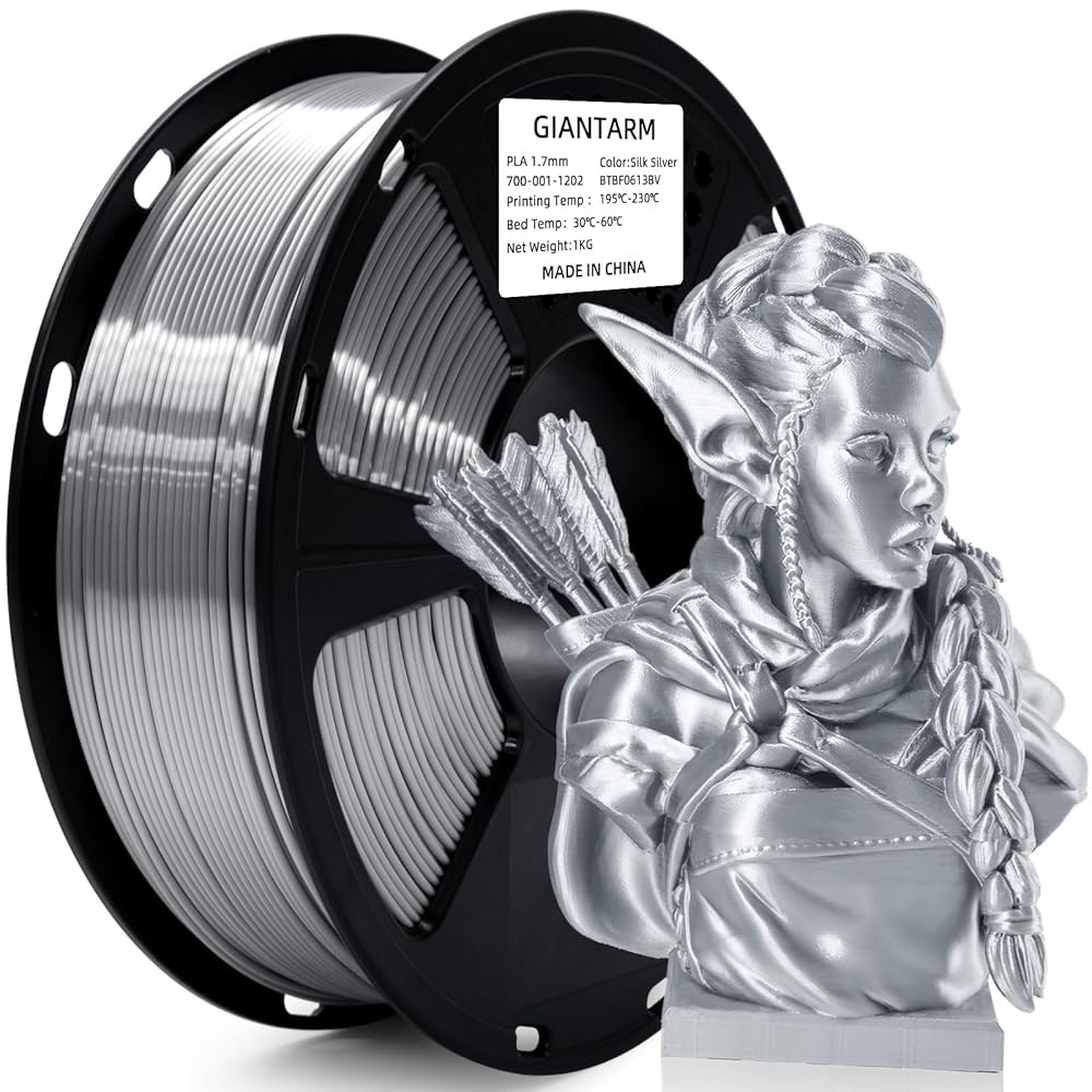 자이언트암 실크 메탈릭 실버 PLA 3D 프린터 필라멘트 1kg 스풀, 1.75mm 치수 정확도 + /-0.03mm, 롤당 1080피트, 진공 포장 0.5kg Blue Pla - 상품 이미지