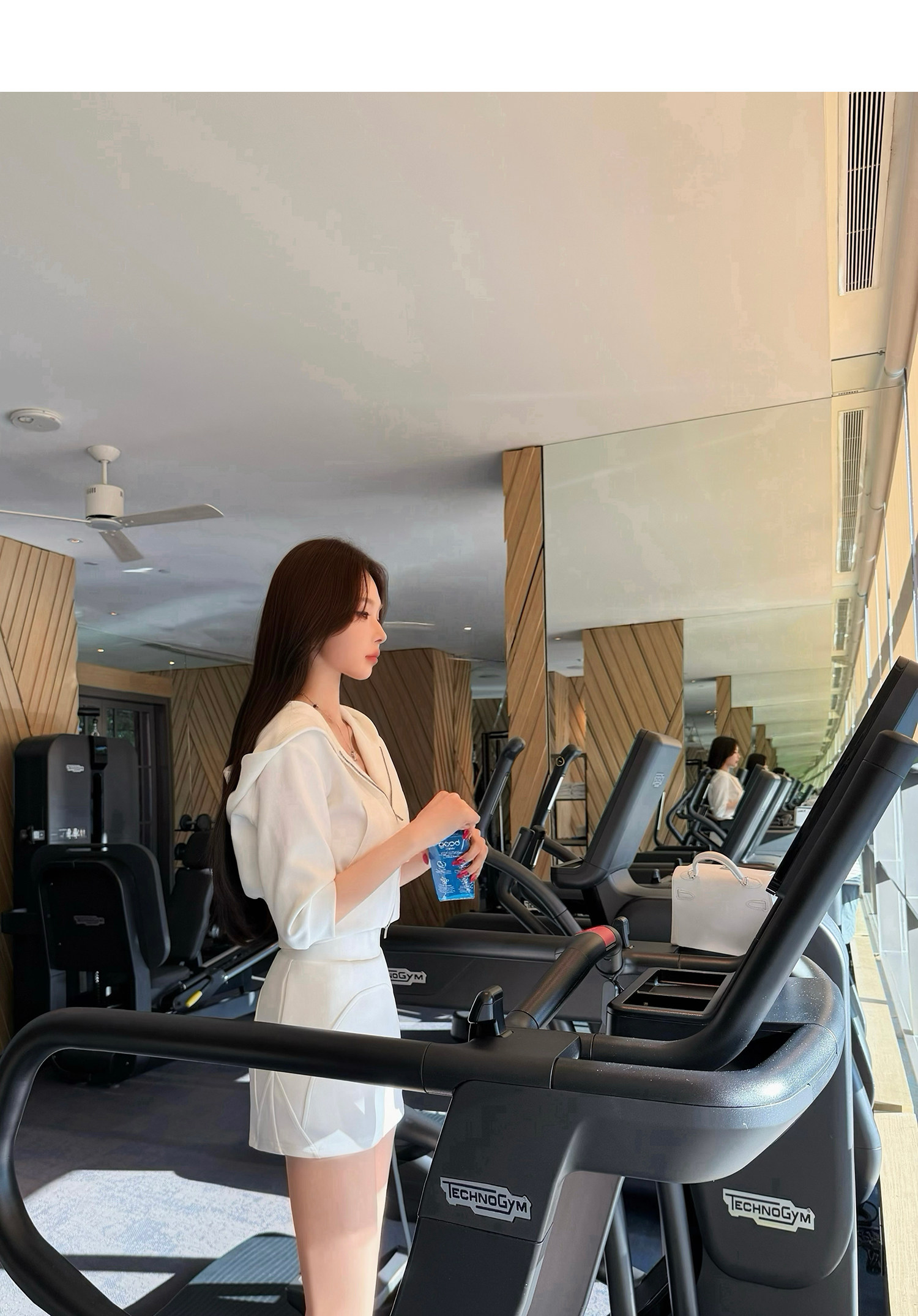 CHIC 여성후드집업 5부소매 크롭후드집업 여성트레이닝세트 츄리닝세트 트레이닝셋업 - 상세 이미지 5