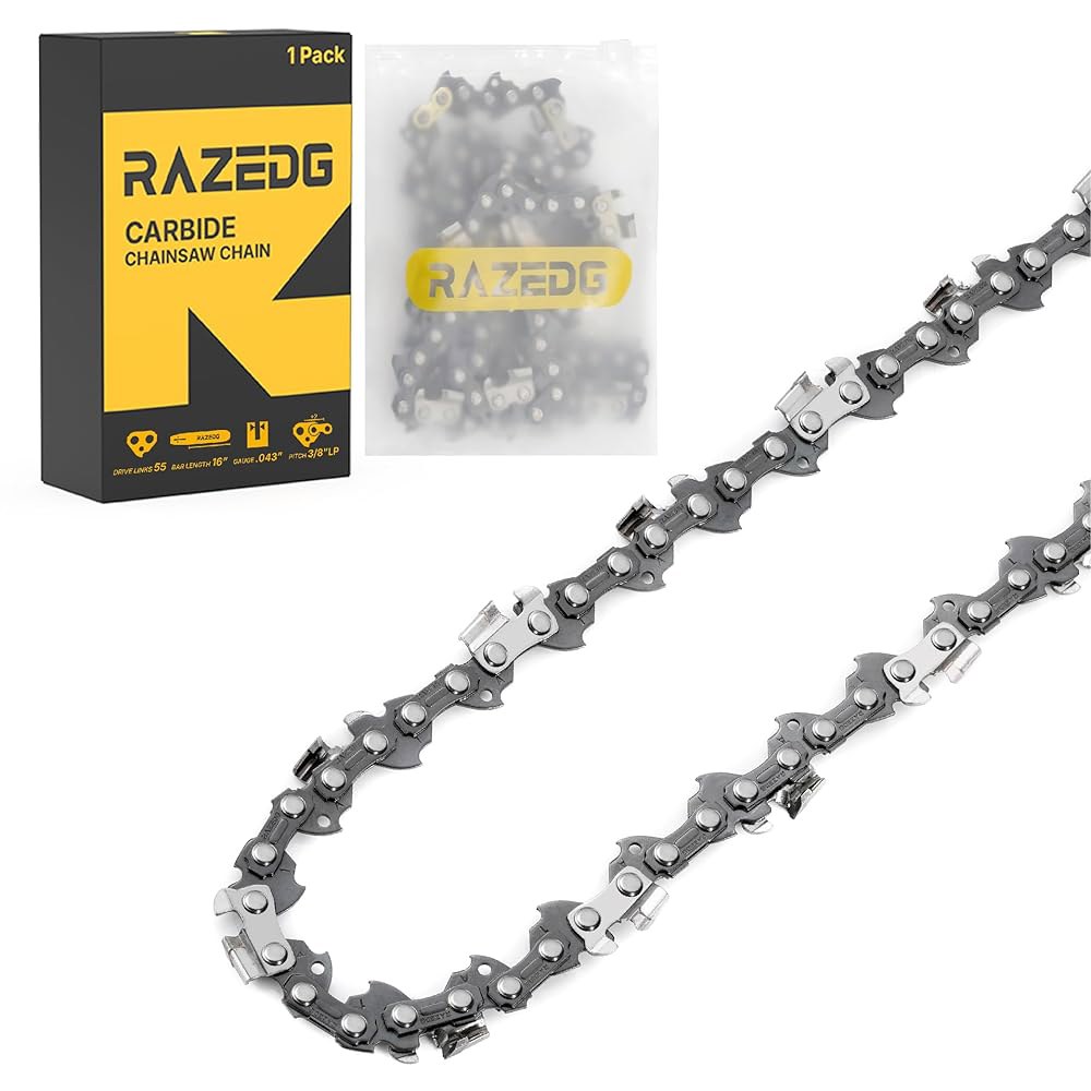 RazEdg 16인치 카바이드 전기톱 체인, 3/8인치 LP 피치, .043인치 게이지, 55개 드라이브 링크, Stihl MS170 MS171 MS180C에 적합, 3610 00 - 상품 이미지