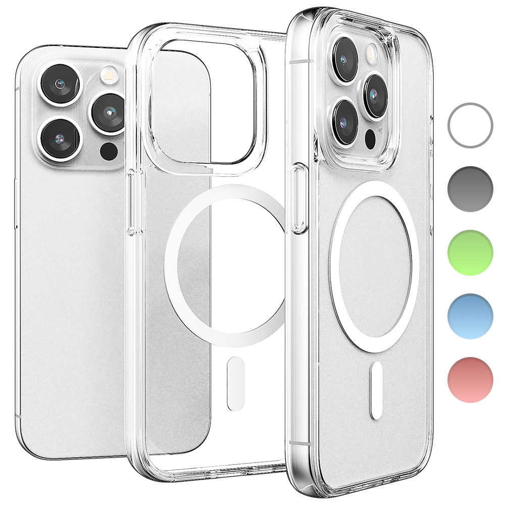 빅쏘 5가지 컬러 범퍼 2배자력 맥세이프 케이스 투명, 아이폰15 프로 제품 이미지