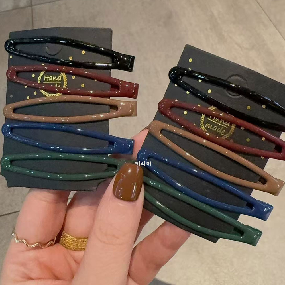 톤다운 타원 똑딱핀 옆머리헤어핀 잔머리정리 머리핀 - 상세 이미지 3
