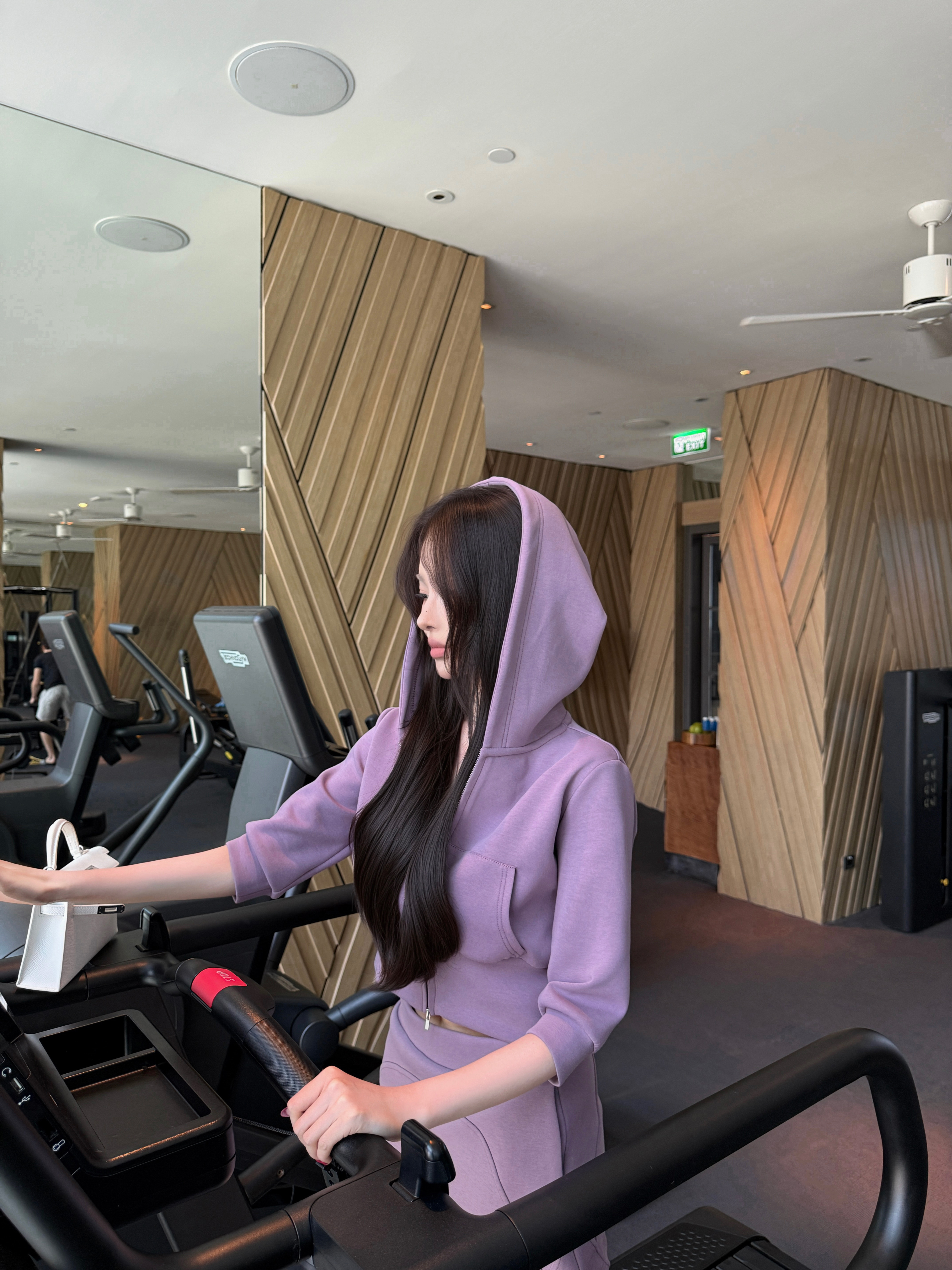CHIC 여성후드집업 5부소매 크롭후드집업 여성트레이닝세트 츄리닝세트 트레이닝셋업 - 상세 이미지 3