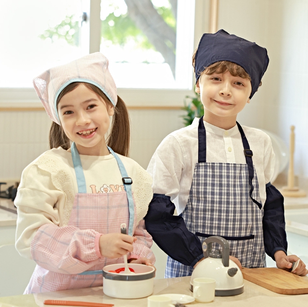 로이도이 인디고 앞치마 블루 미술가운 3종세트 어린이집 유치원 초등학생 김장 문화센터 문센 이미지 7