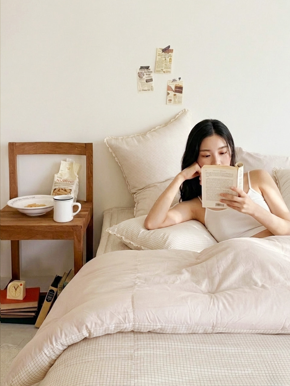 프리미엄 수수체크 쁘띠토숀 모달 차렵이불 3종 풀세트 10%