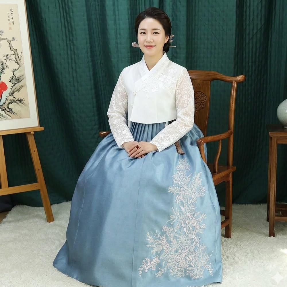 궁 한복 대여 반당의 교회 행사 잔치 고급 결혼식 혼주한복대여 24번 - 상품 이미지