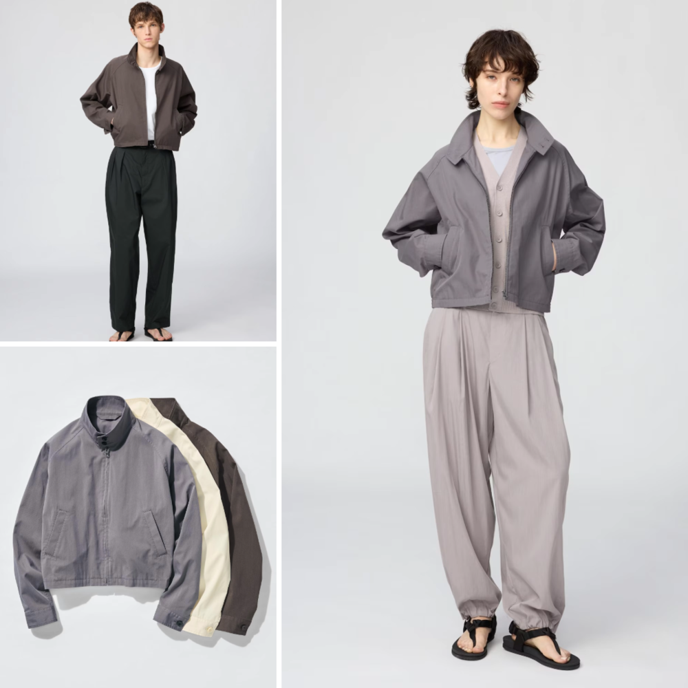 유니클로 U 코튼 블렌드 쇼트 블루종 [26SS] 남성 여성 봄가을 환절기 숏 크롭 재킷 - 상품 이미지