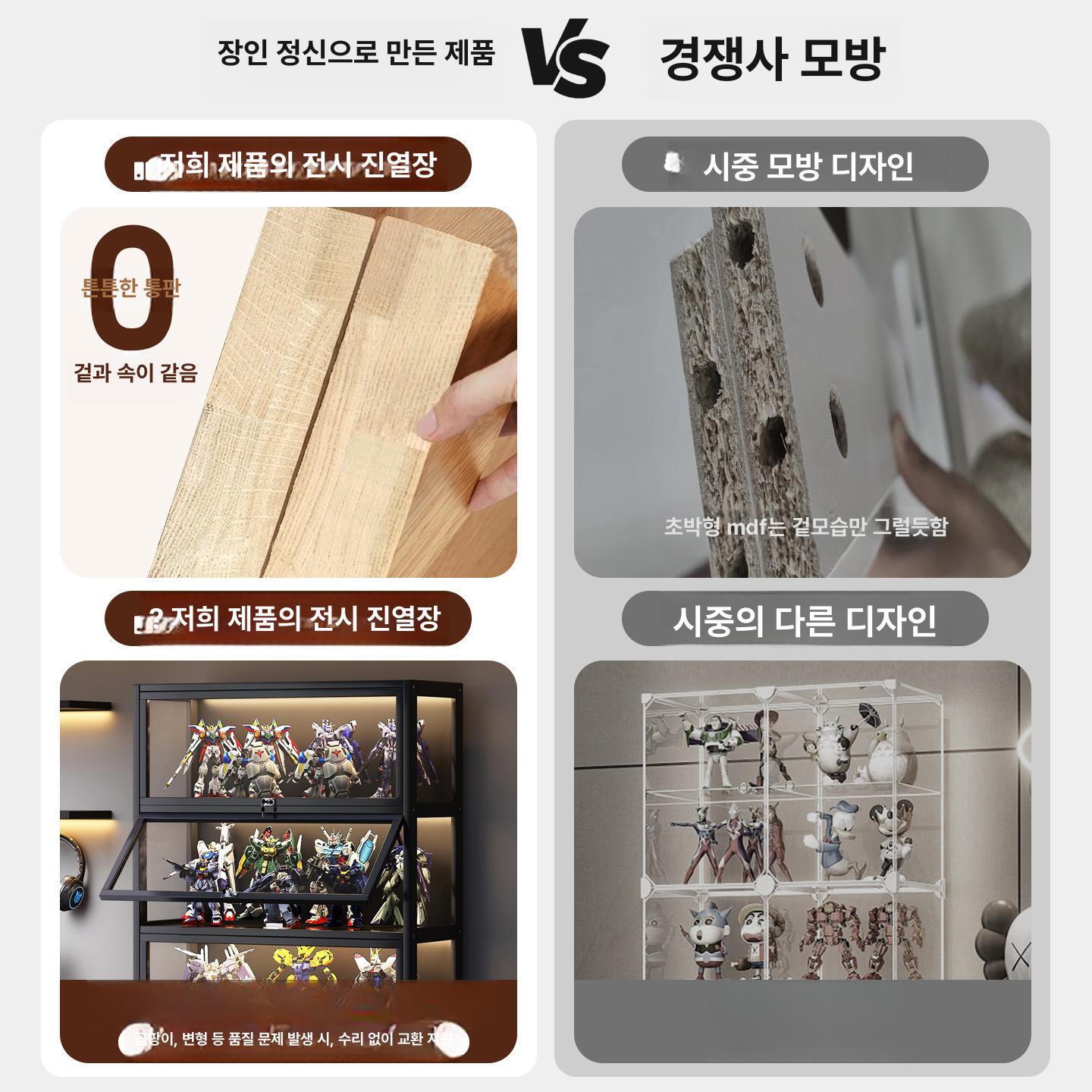 조명 아크릴 투명 전시 진열장 다층 모델 캐비닛 게임룸용 블랙 잠금 5단 80cm - 상세 이미지 4