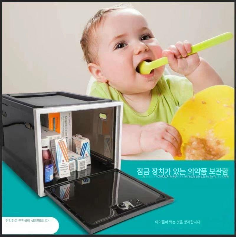 암호 잠금 투명 비밀번호 보관함 휴대폰 평판 수납함 투명+화이트 프레임 30cmx23cmx19cm - 상세 이미지 5