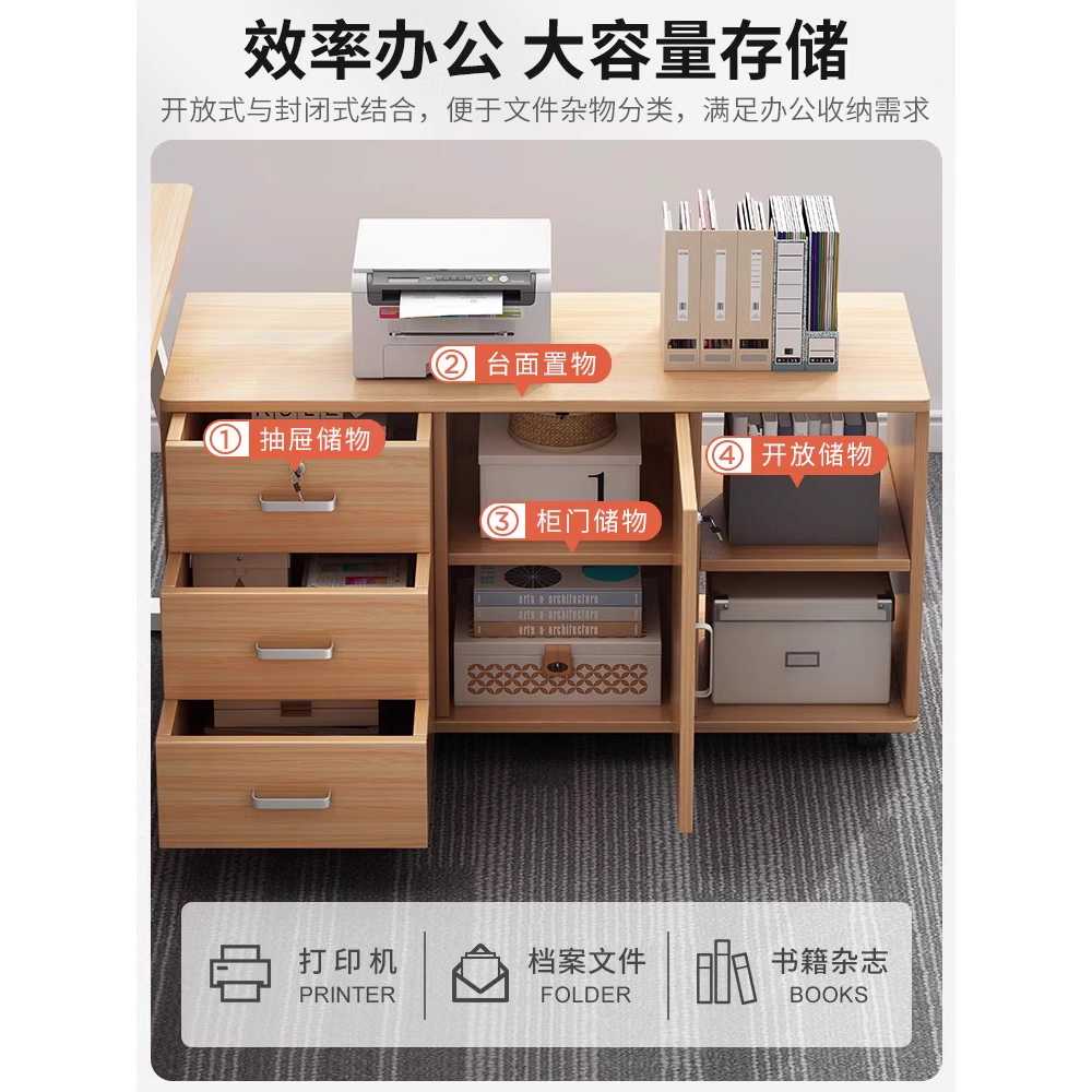 사무실 보조 책장 원목 이동식 용 보관 선반 수납 캐비닛 - 상세 이미지 4